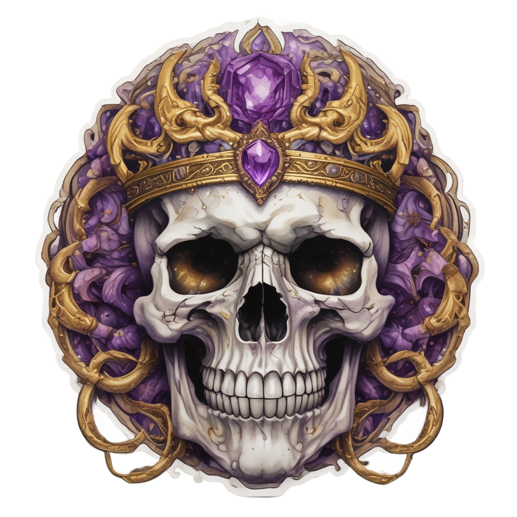Golden Fang Crown — blackwork skull stickers