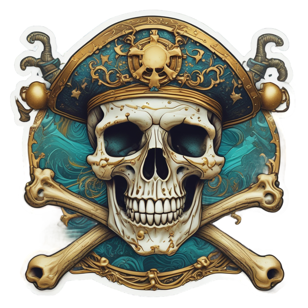 Golden Skull Ocean — ocean stickers