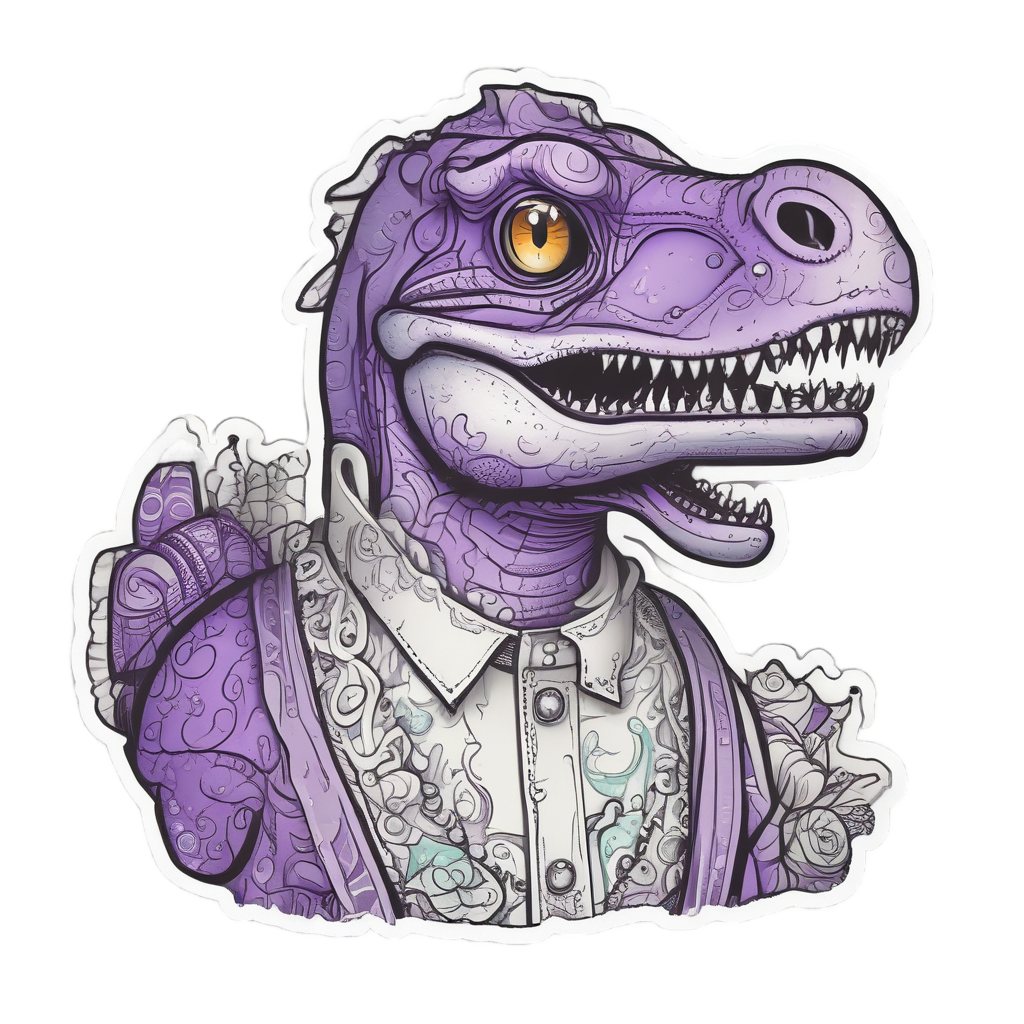 Goth Dino in Lace — dinosaurs stickers