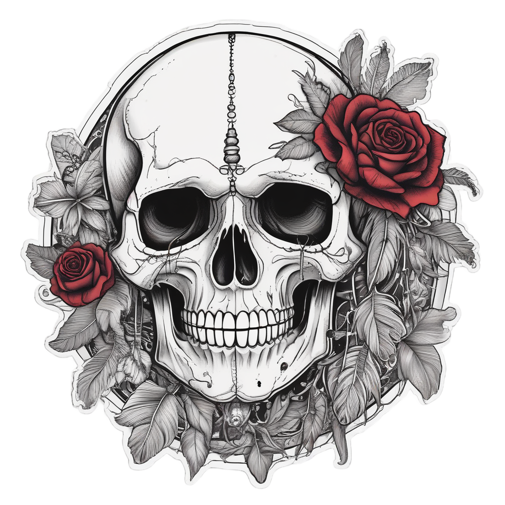 Gothic Rose Skull Weaver — boho skull stickers