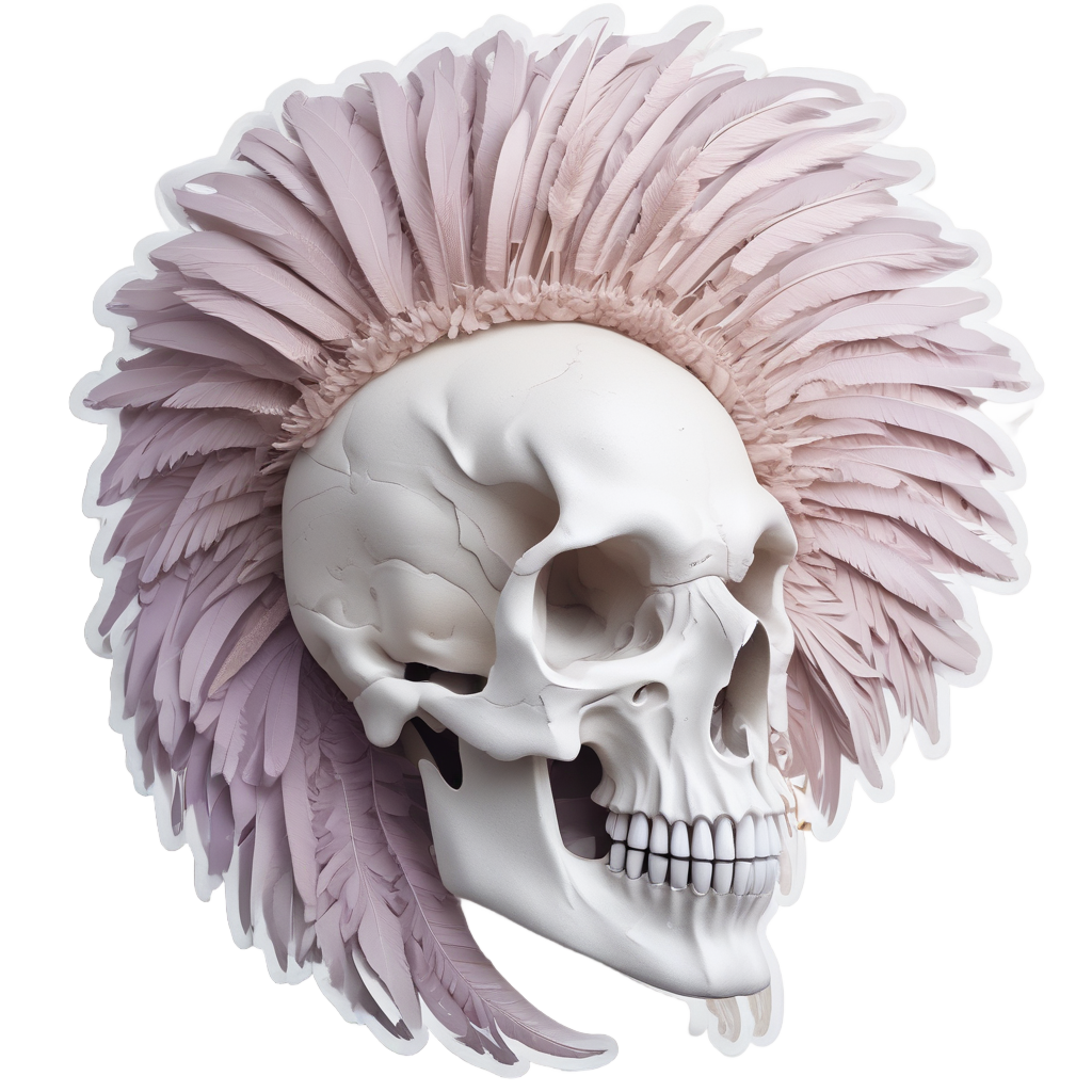Graceful Pampas Skull Profile — boho skull stickers