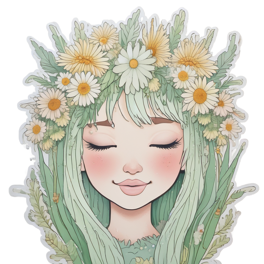 grass with flower crown — boho nursery stickers