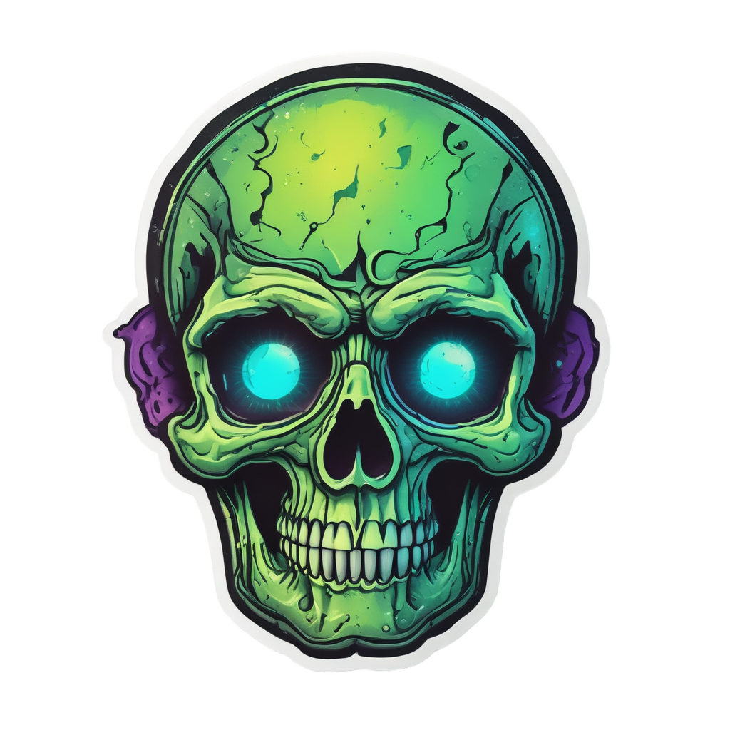 Grim Glow Toxin Skull — spooky stickers