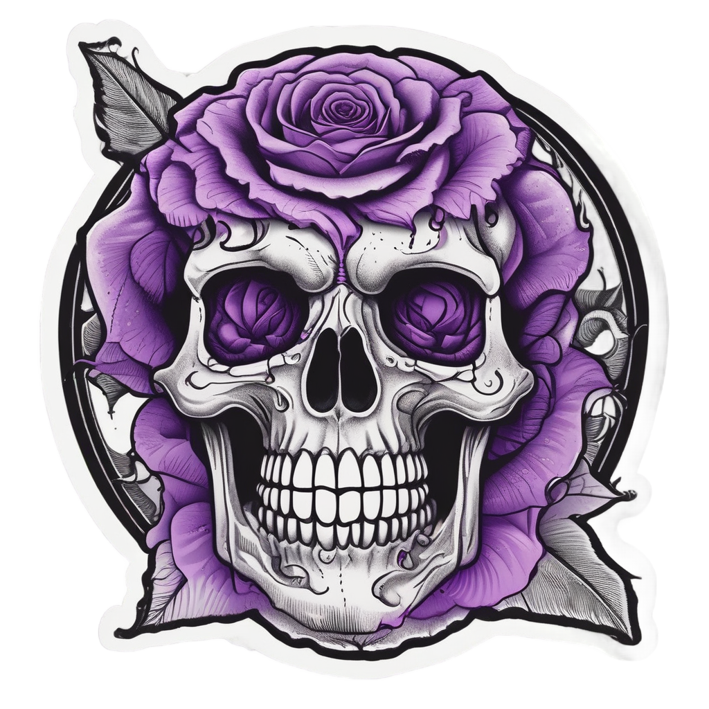 Grinning Skull Rose — minimal skull stickers