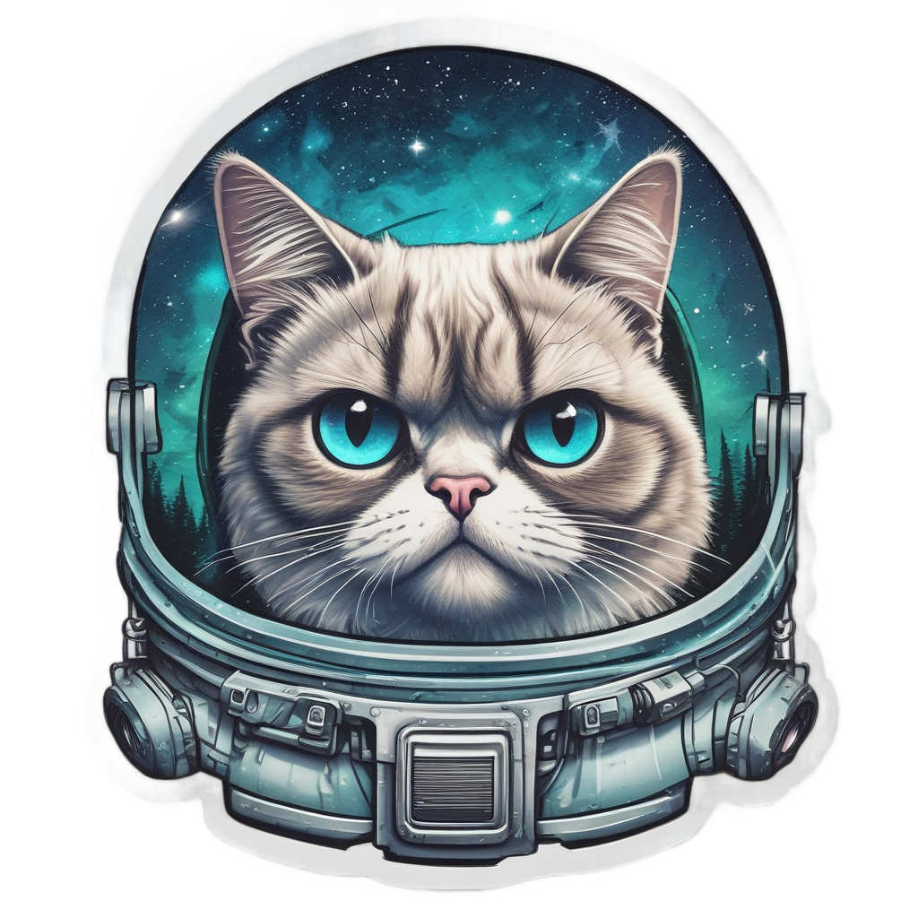 Grumpy Astronaut Cat — cats stickers