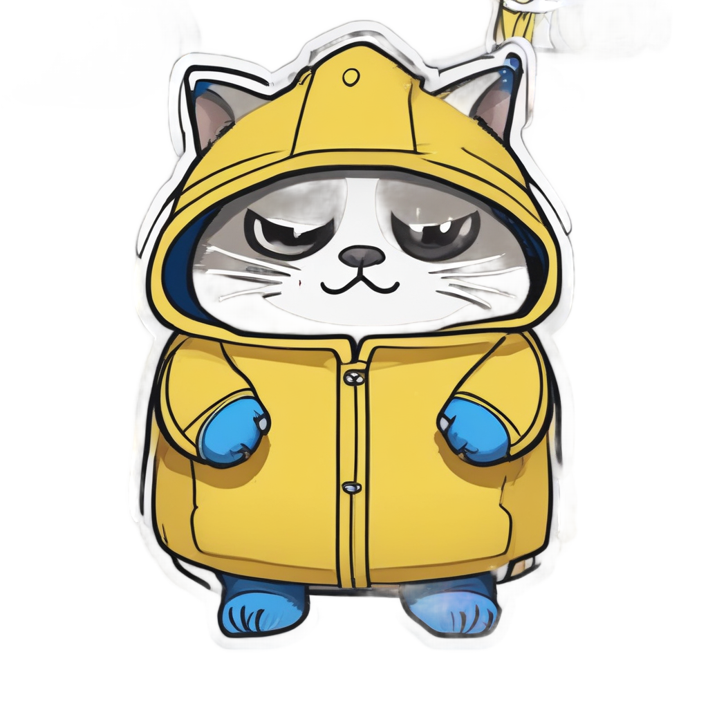 Grumpy Cat in Raincoat — cats stickers