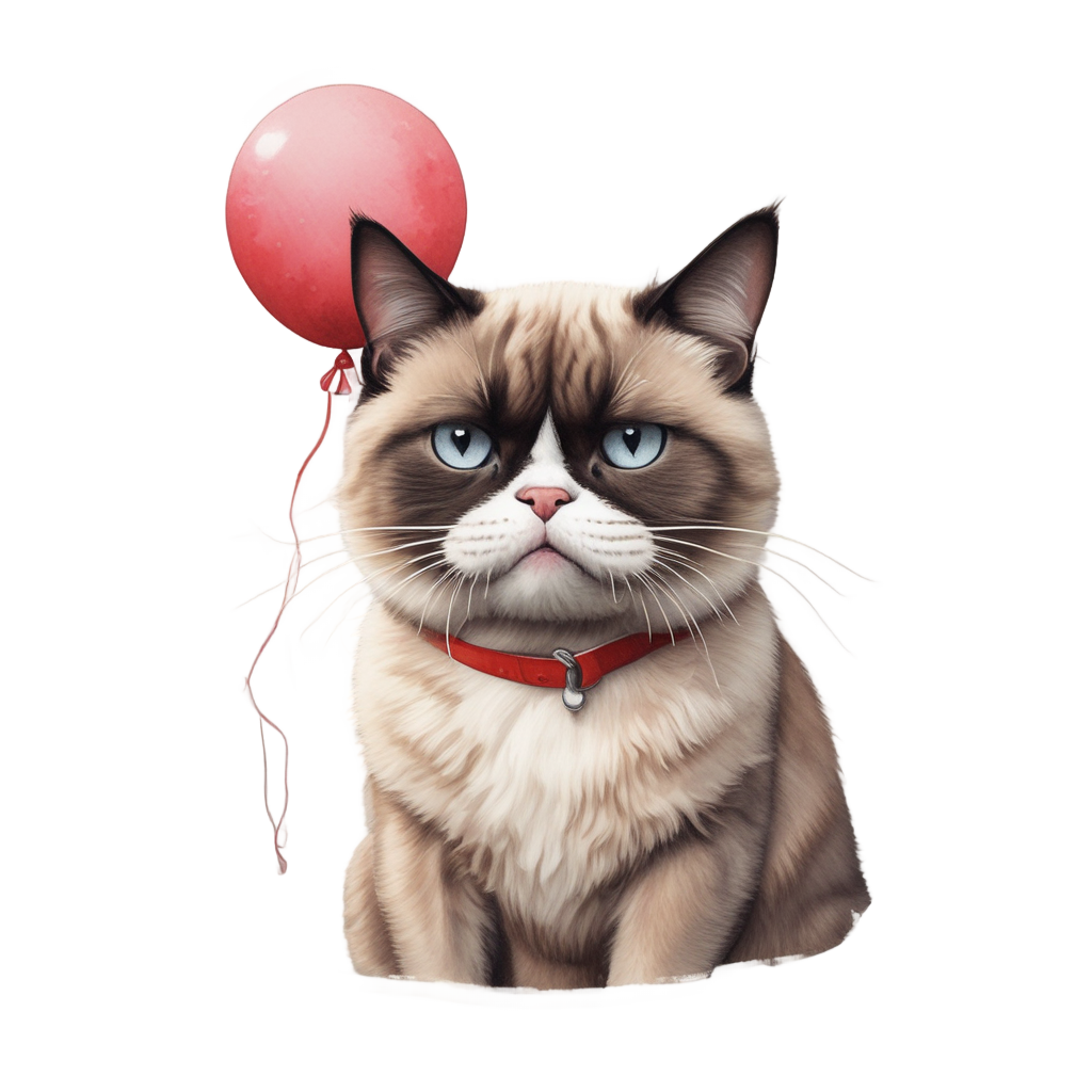 Grumpy Cat with Balloon — cats stickers