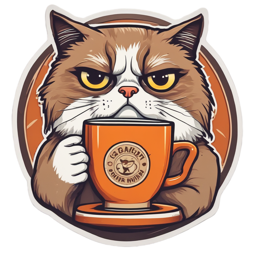 Grumpy Coffee Cat — cats stickers
