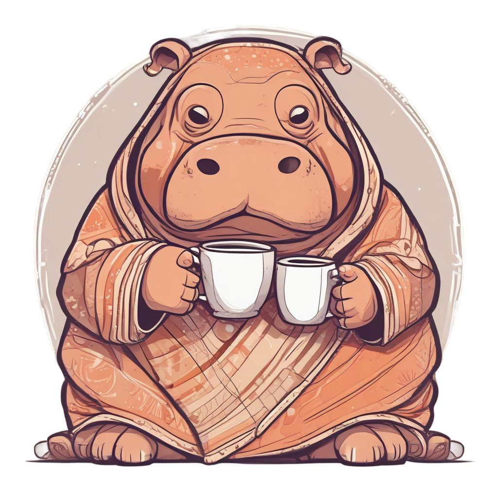 Grumpy Hippo with Coffee — safari nursery stickers