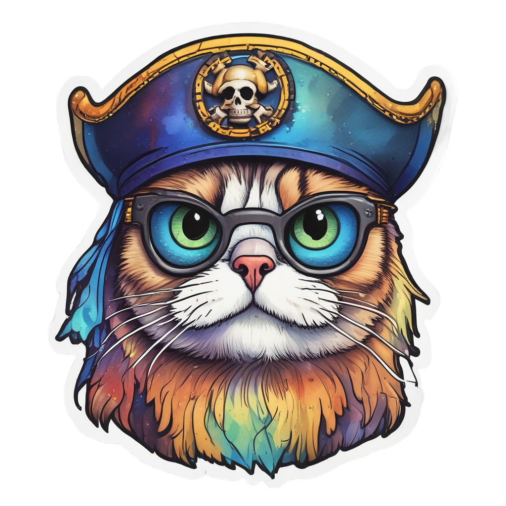 Grumpy Pirate with Parrot — cats stickers