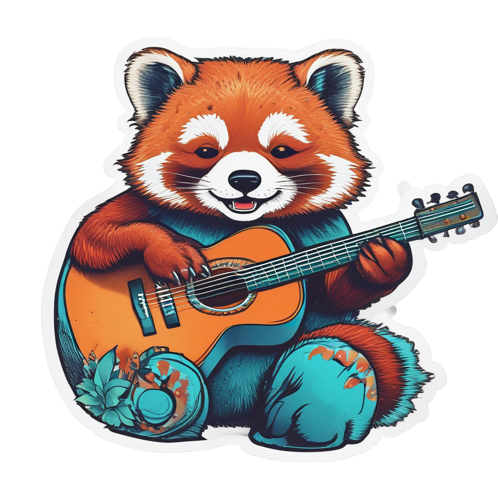 Guitar Jam Red Panda — music stickers