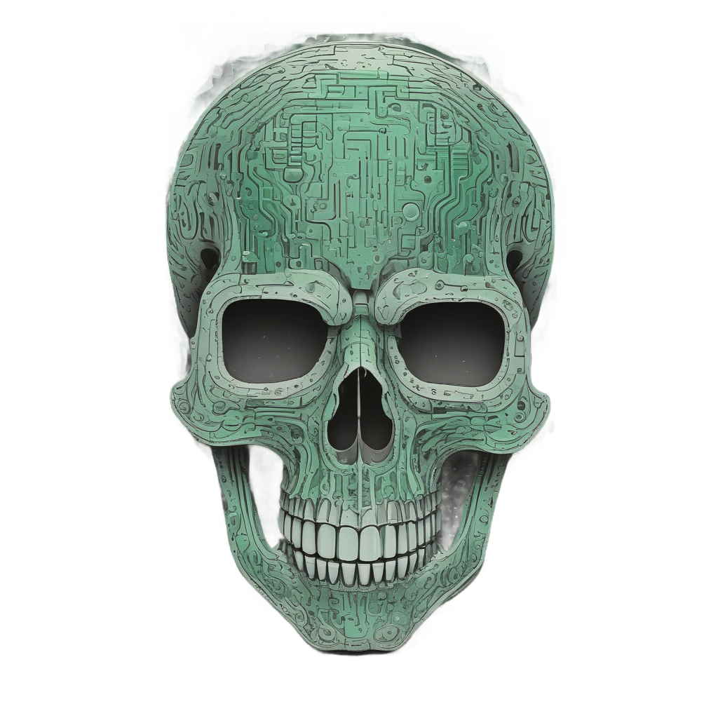 Hacker Skull with Code — neon cyber skull stickers