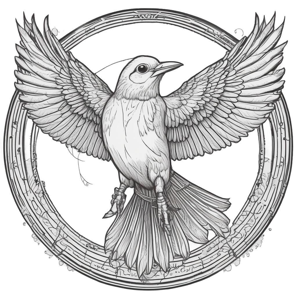 Hand releasing a bird in blackwork lineart