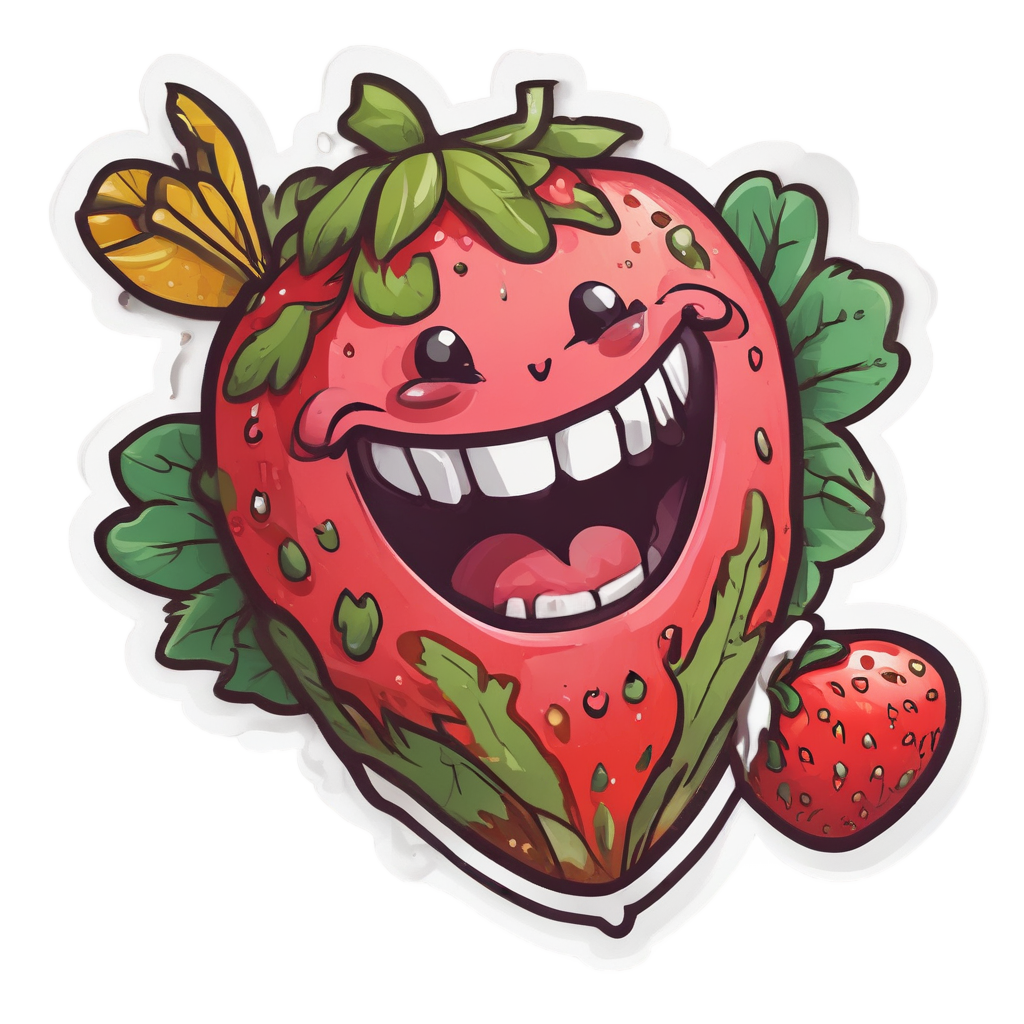 Happy Strawberry Dance — cute food stickers