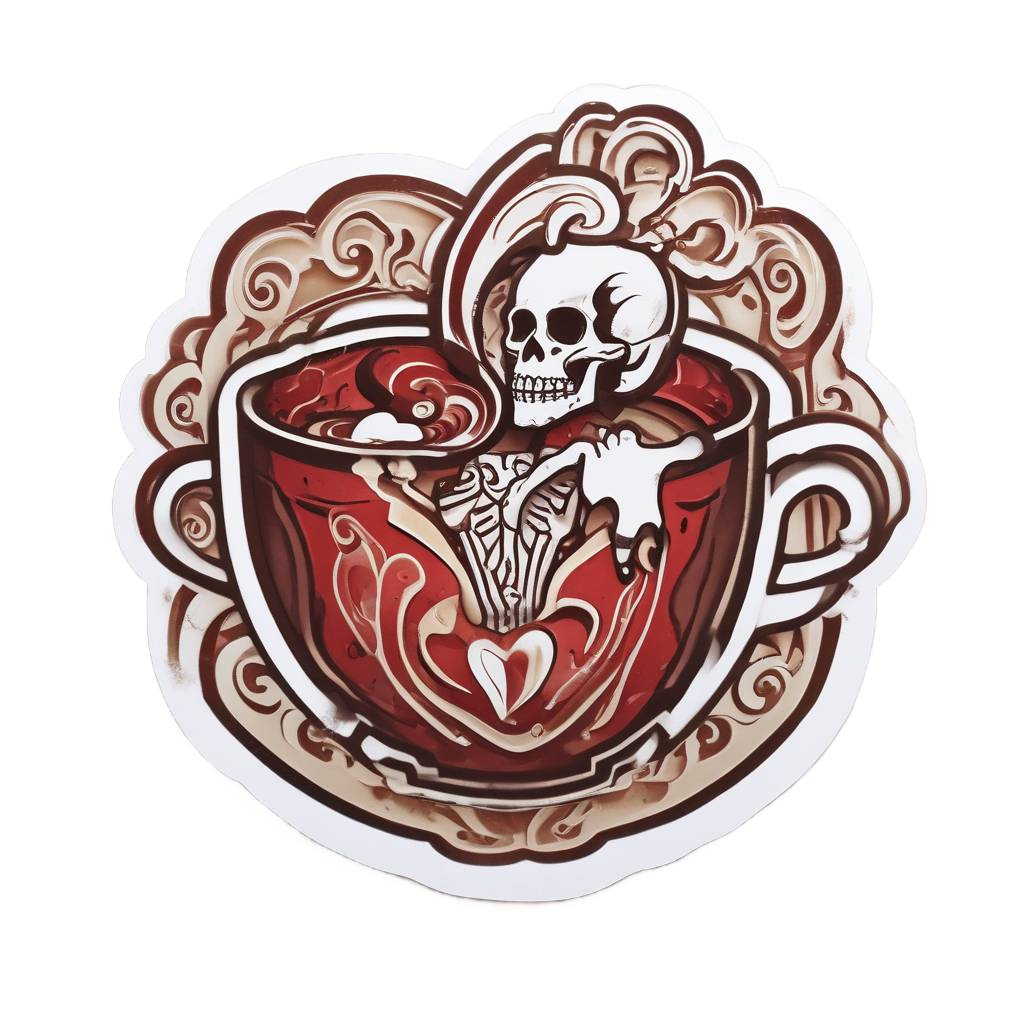 Heart Calavera Coffee Sip — sugar skull stickers