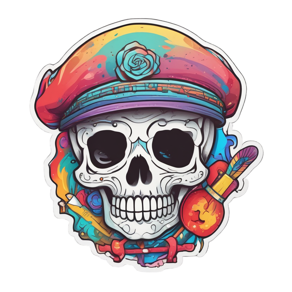 Heart Calavera Painter Artist — sugar skull stickers