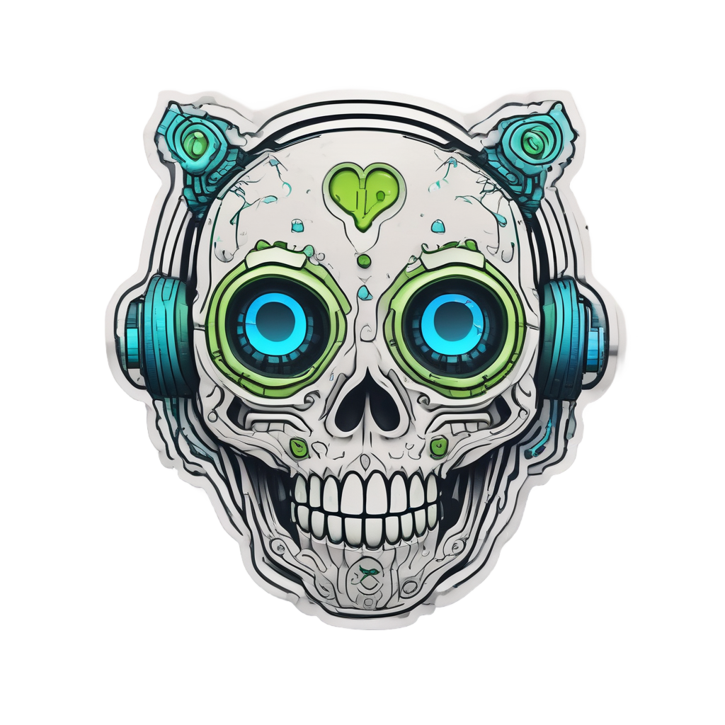 Heart Calavera Robot — sugar skull stickers