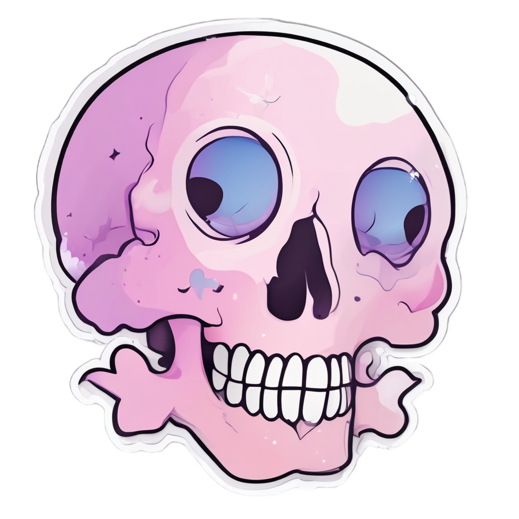 Heart-Eye Star Skull — line-art skull stickers