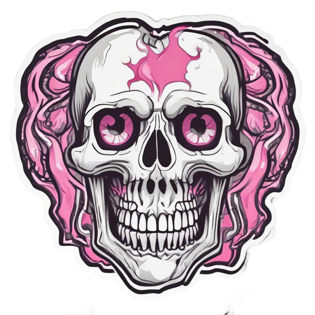Heart-Eyed Inferno Skull — flaming skull stickers