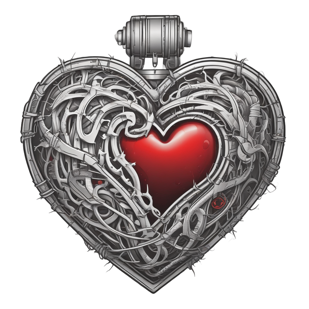 Heart with Rusty Locket — barbed wire stickers