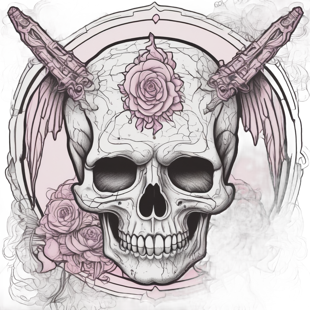 Hearts and Blades — blackwork skull stickers