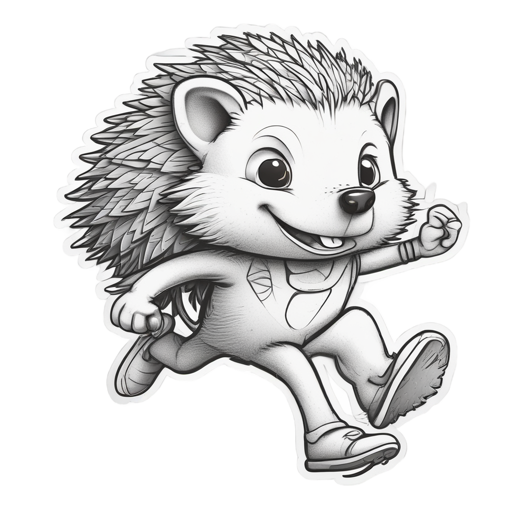 Hedgehog Athlete Running — wildlife stickers