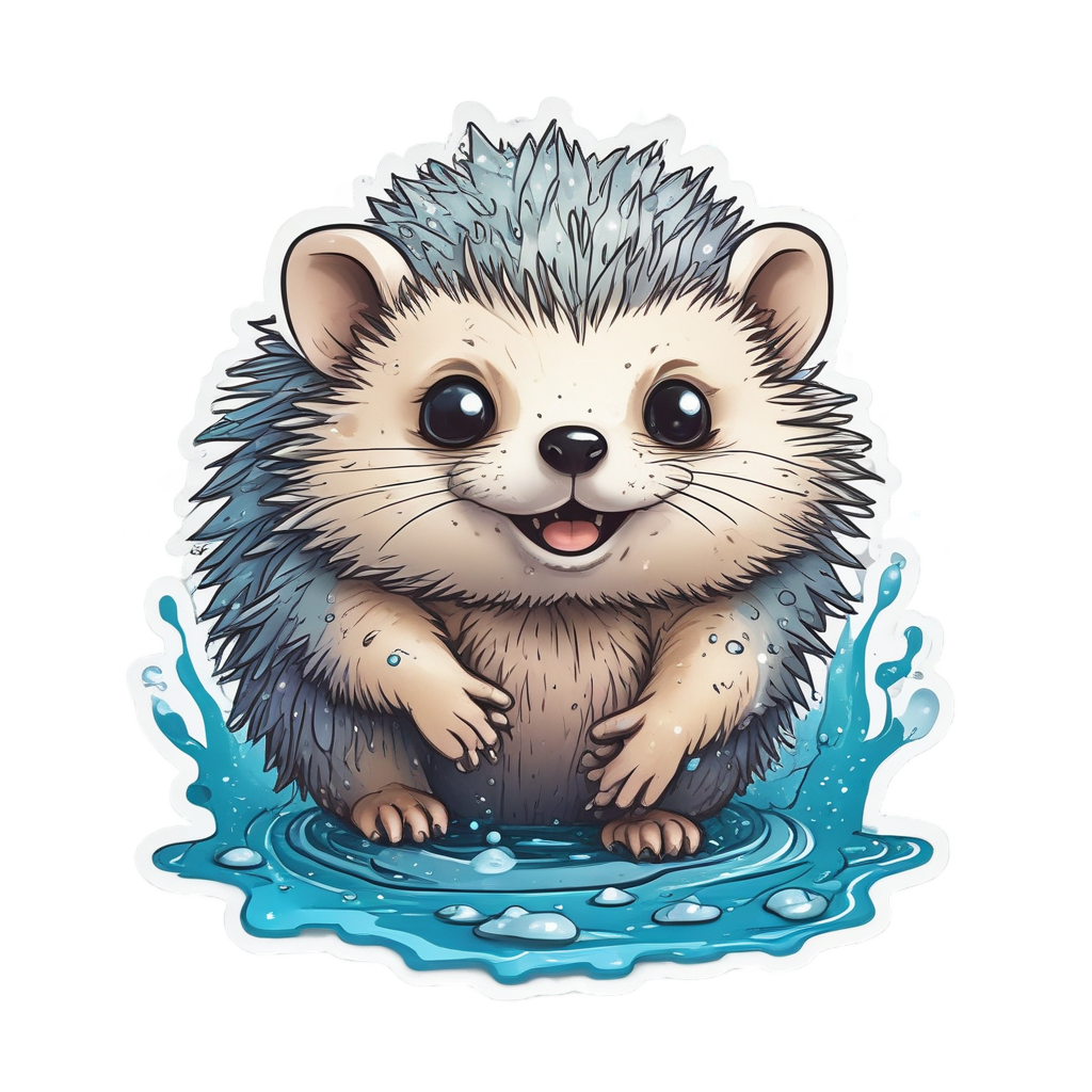 Hedgehog Rainy Day Splash — woodland nursery stickers