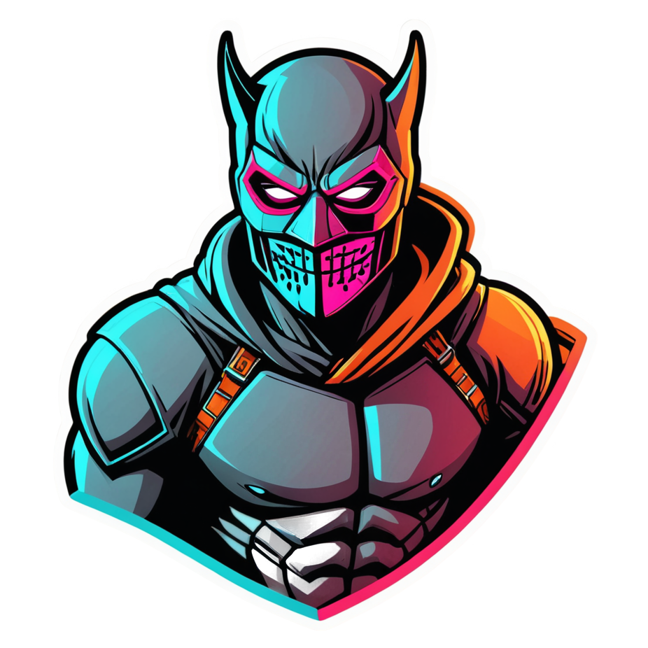 Masked Vigilante (neon) — superhero stickers