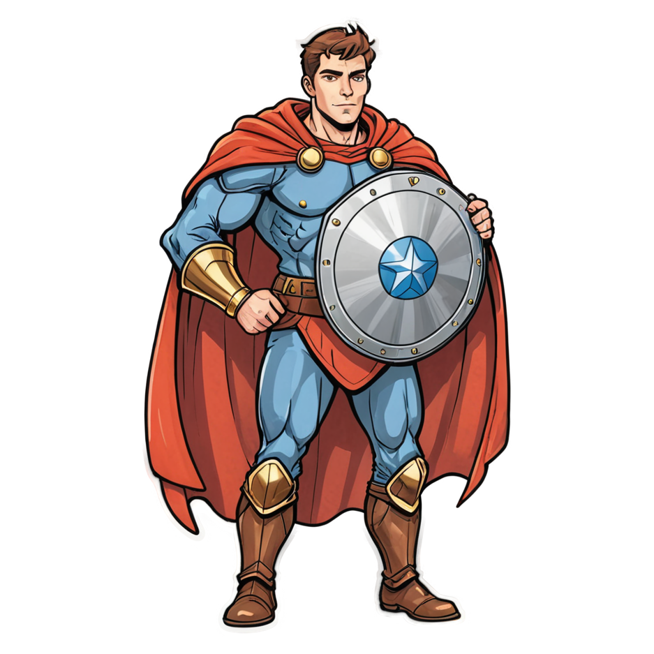 Shield Hero (watercolor) — superhero stickers