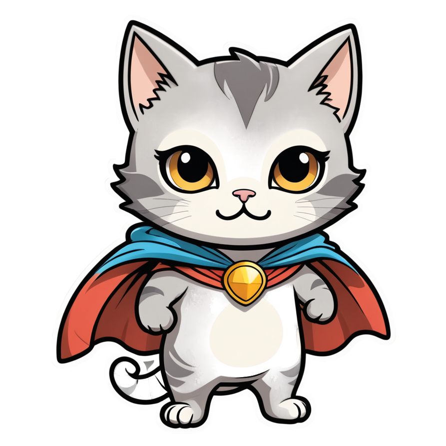 Super Cat (kawaii) — superhero stickers