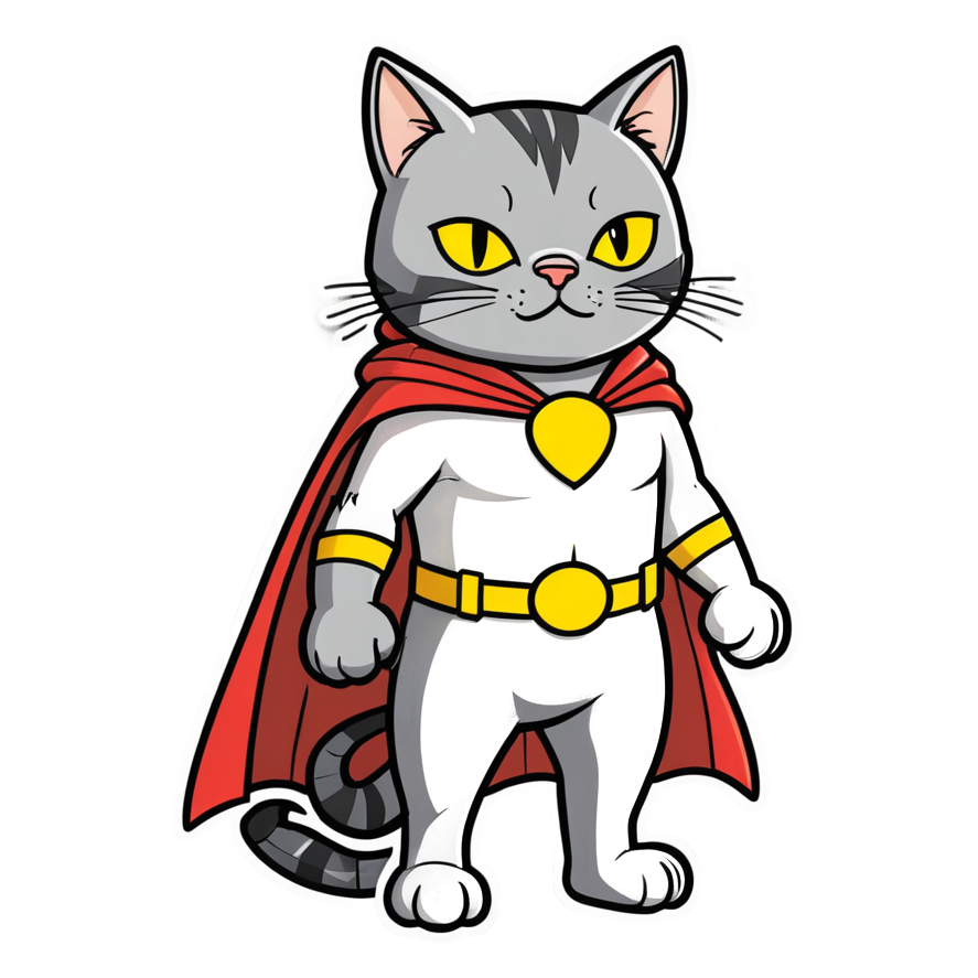 Super Cat (lineart) — superhero stickers