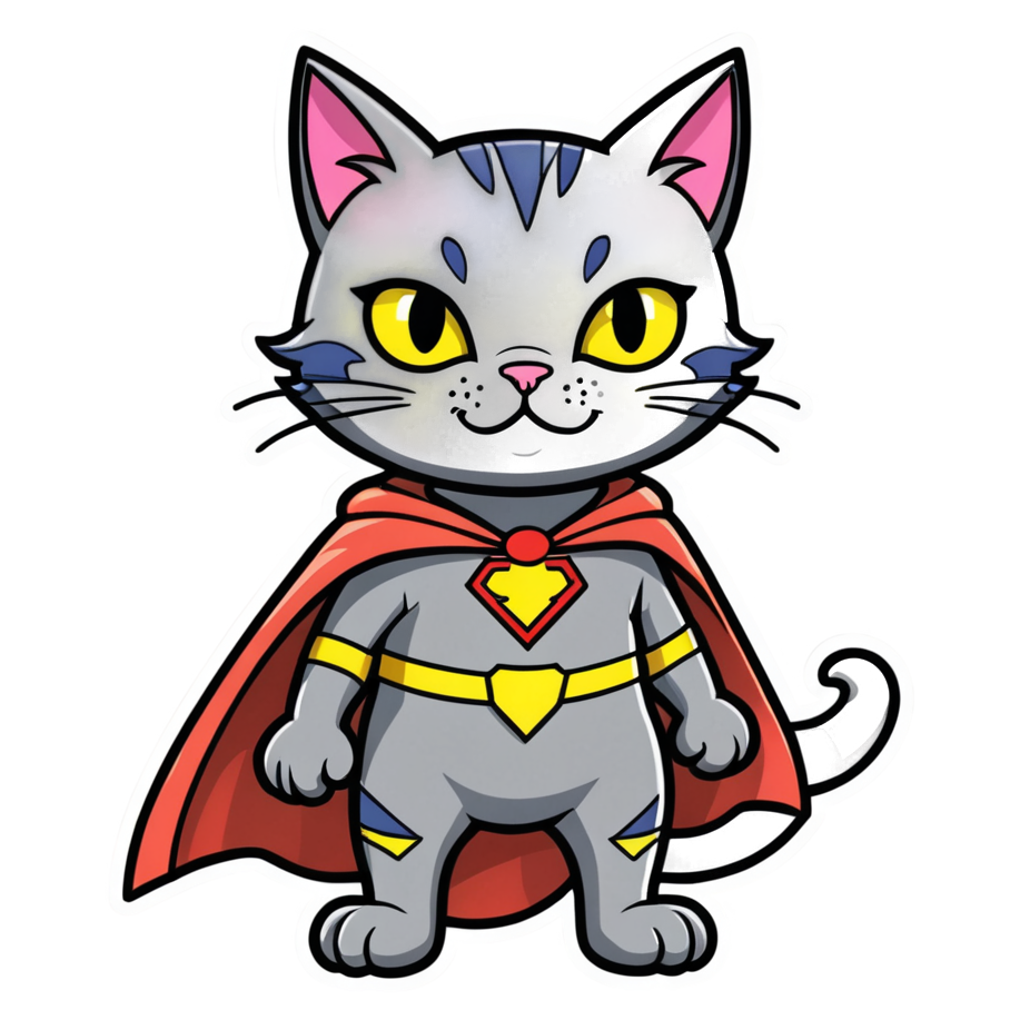 Super Cat (neon) — superhero stickers