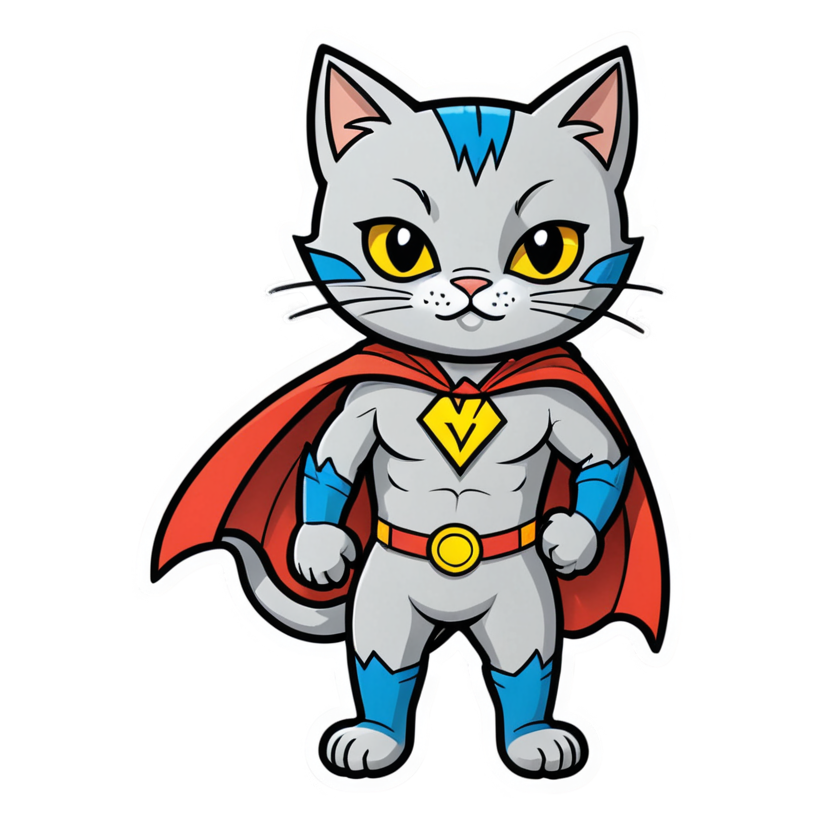 Super Cat (papercut) — superhero stickers
