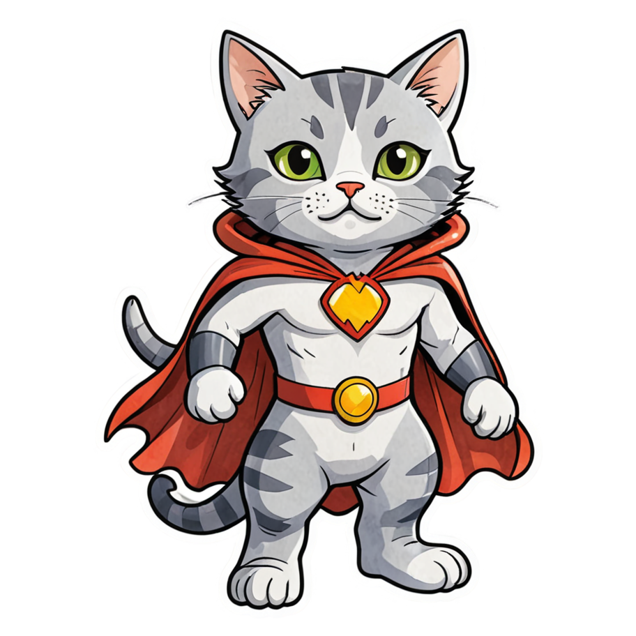 Super Cat (watercolor) — superhero stickers