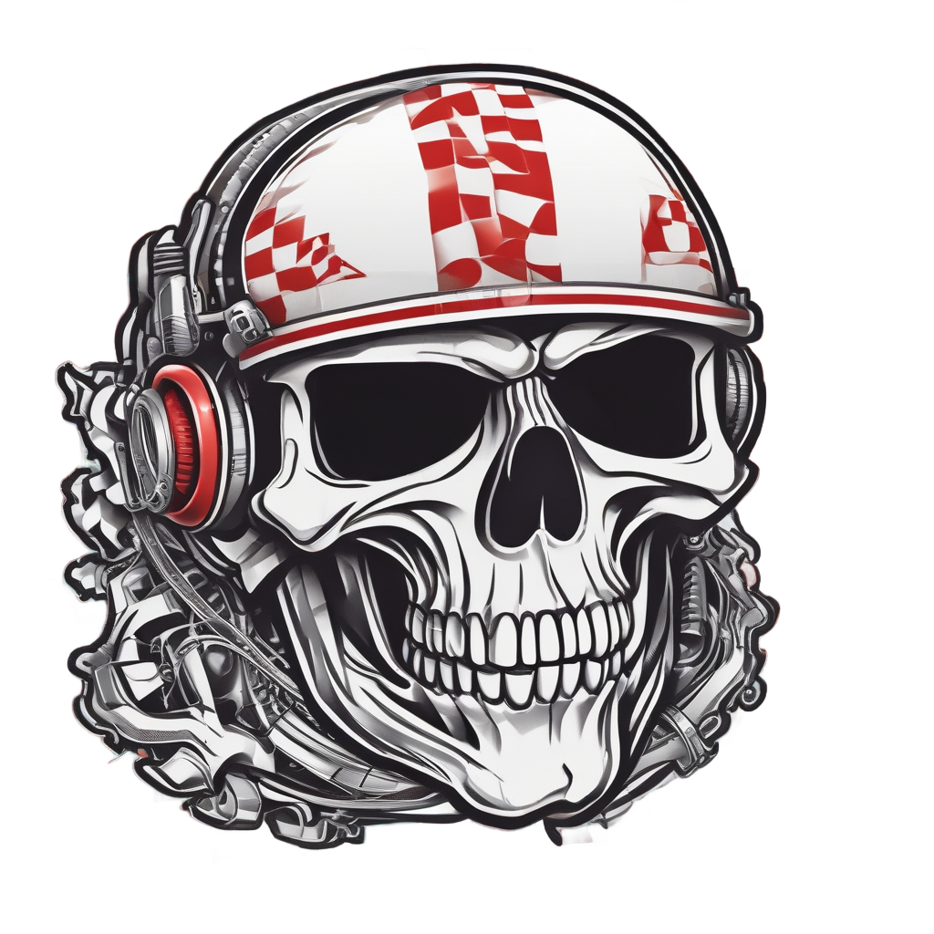 High-Octane Skull Racer — biker & chrome skull stickers