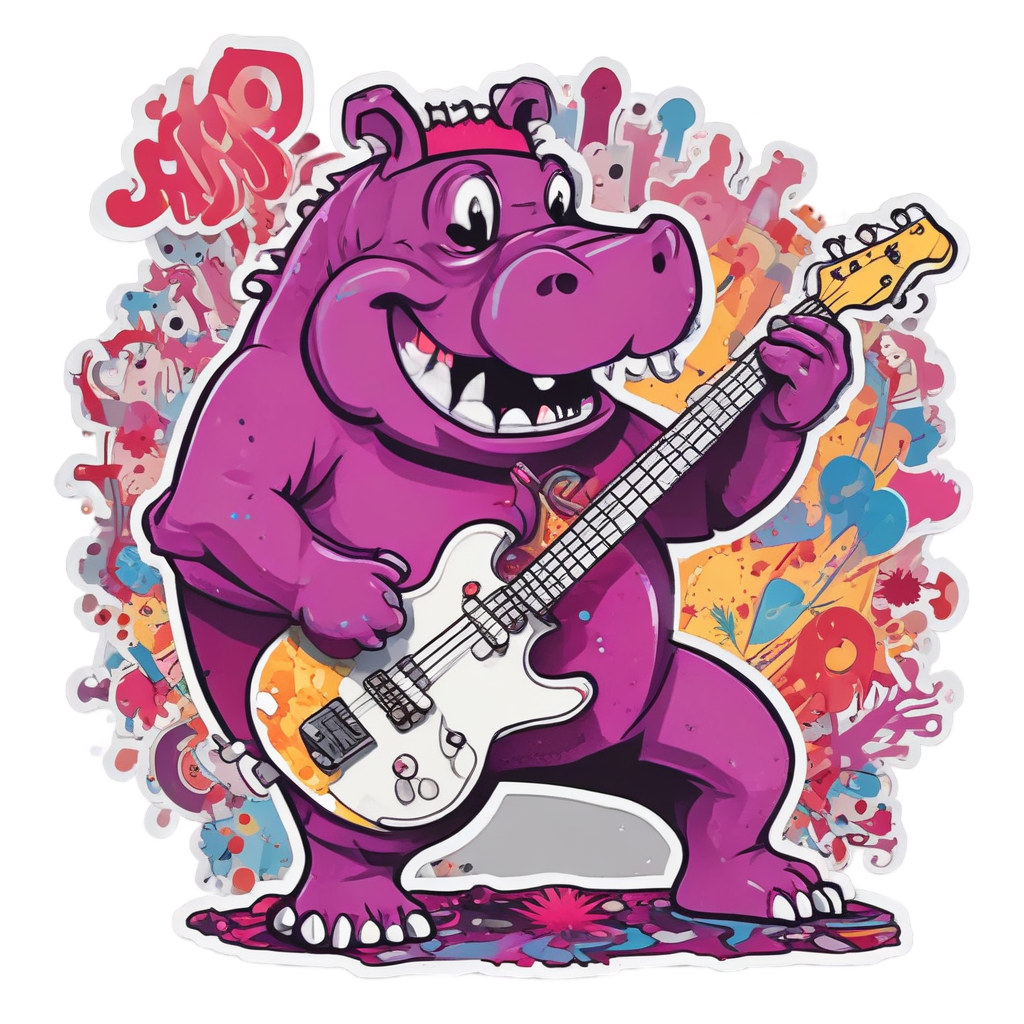Hippo Rock Star — music stickers