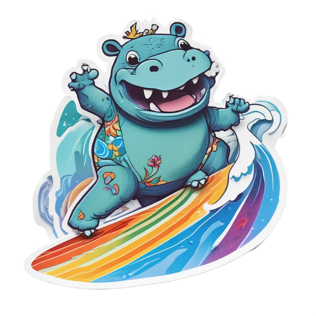 Hippo Surfer Wave — safari nursery stickers