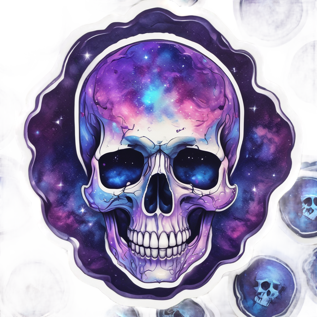 Holographic Cosmic Skull — minimal skull stickers