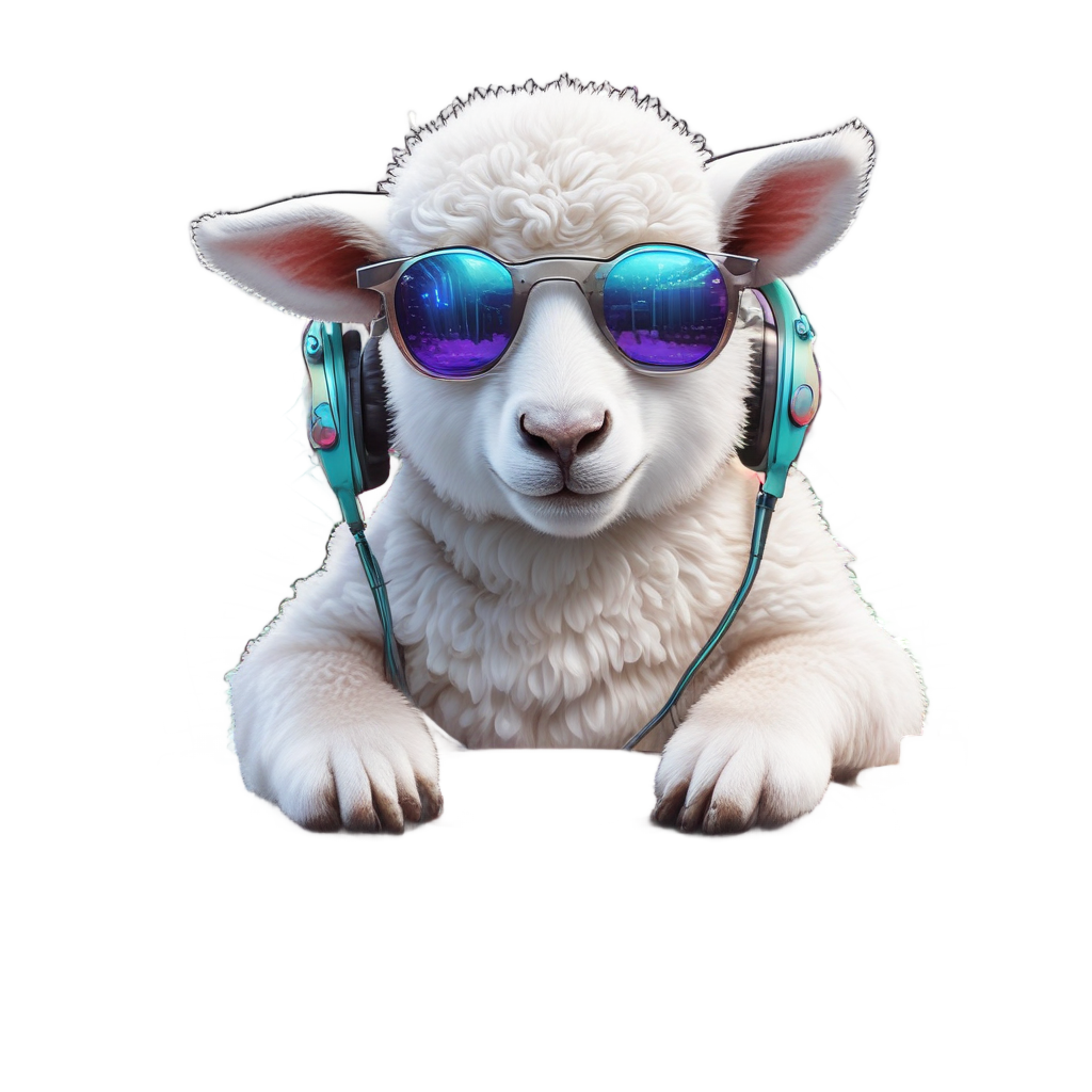 Holographic Lamb DJ — music stickers