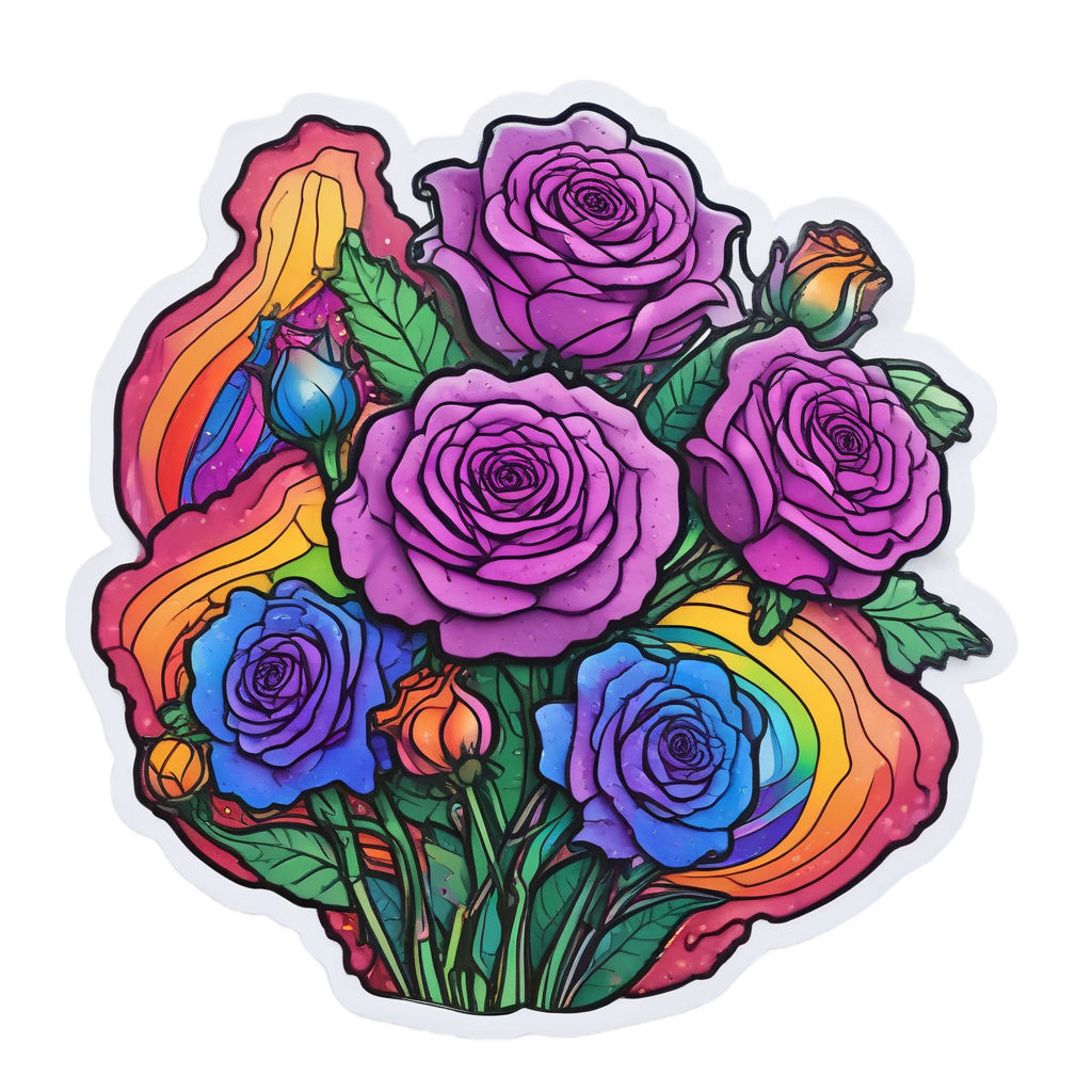 Holographic Rose Explosion — bouquets stickers