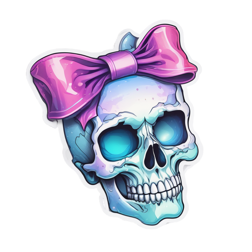 Holographic Skull Bow — cute skull stickers