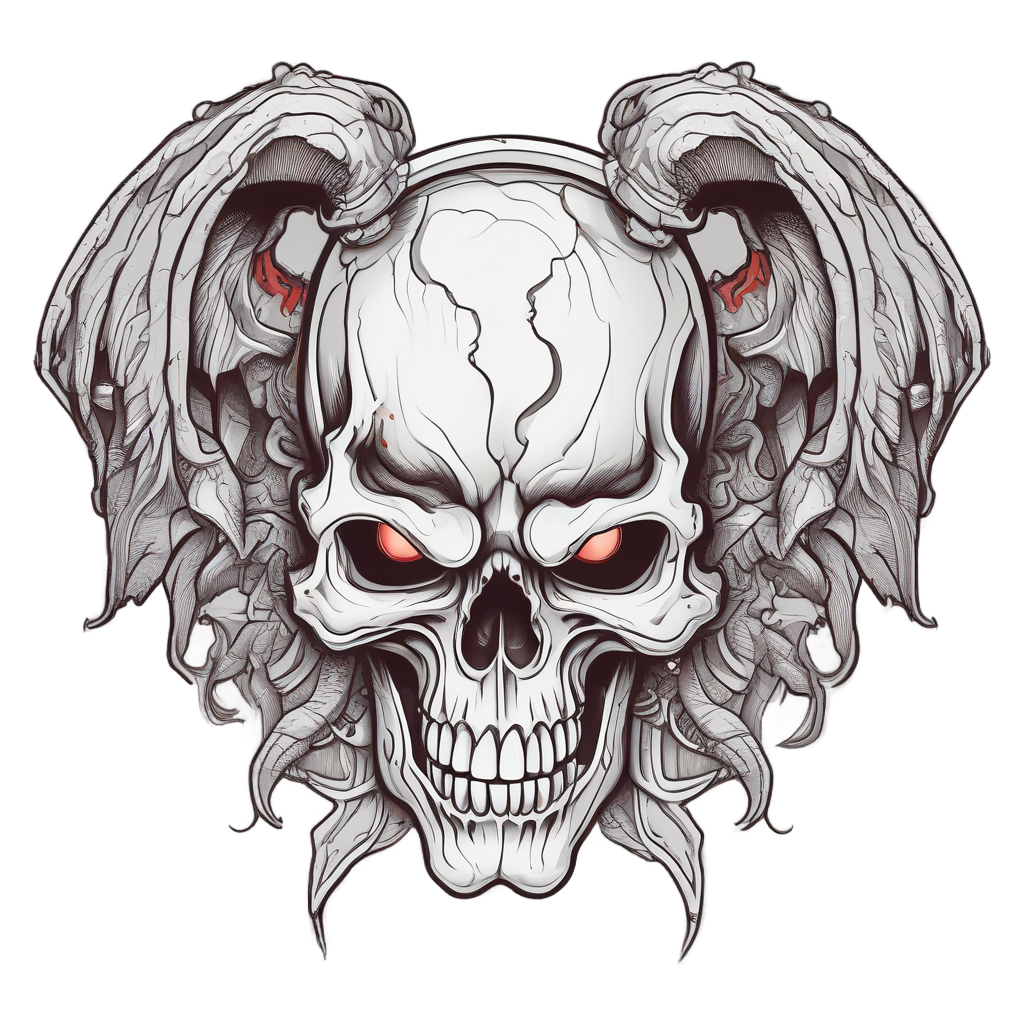 Horned Chrome Skull — spooky stickers