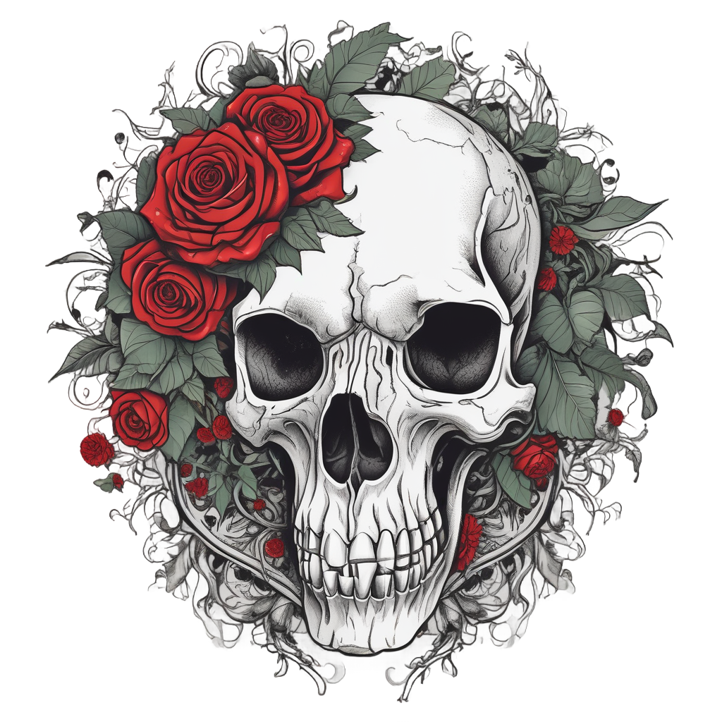 Horse Skull with Roses — floral skull stickers