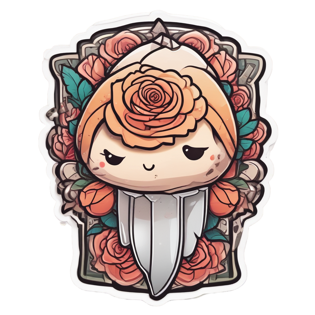 Hugging dagger and rose with hearts