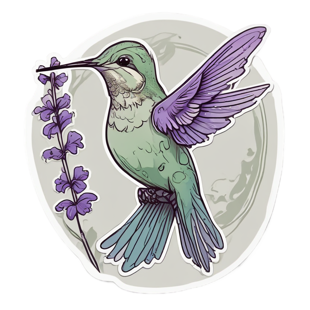 Hummingbird Sips Lavender Nectar — birds stickers