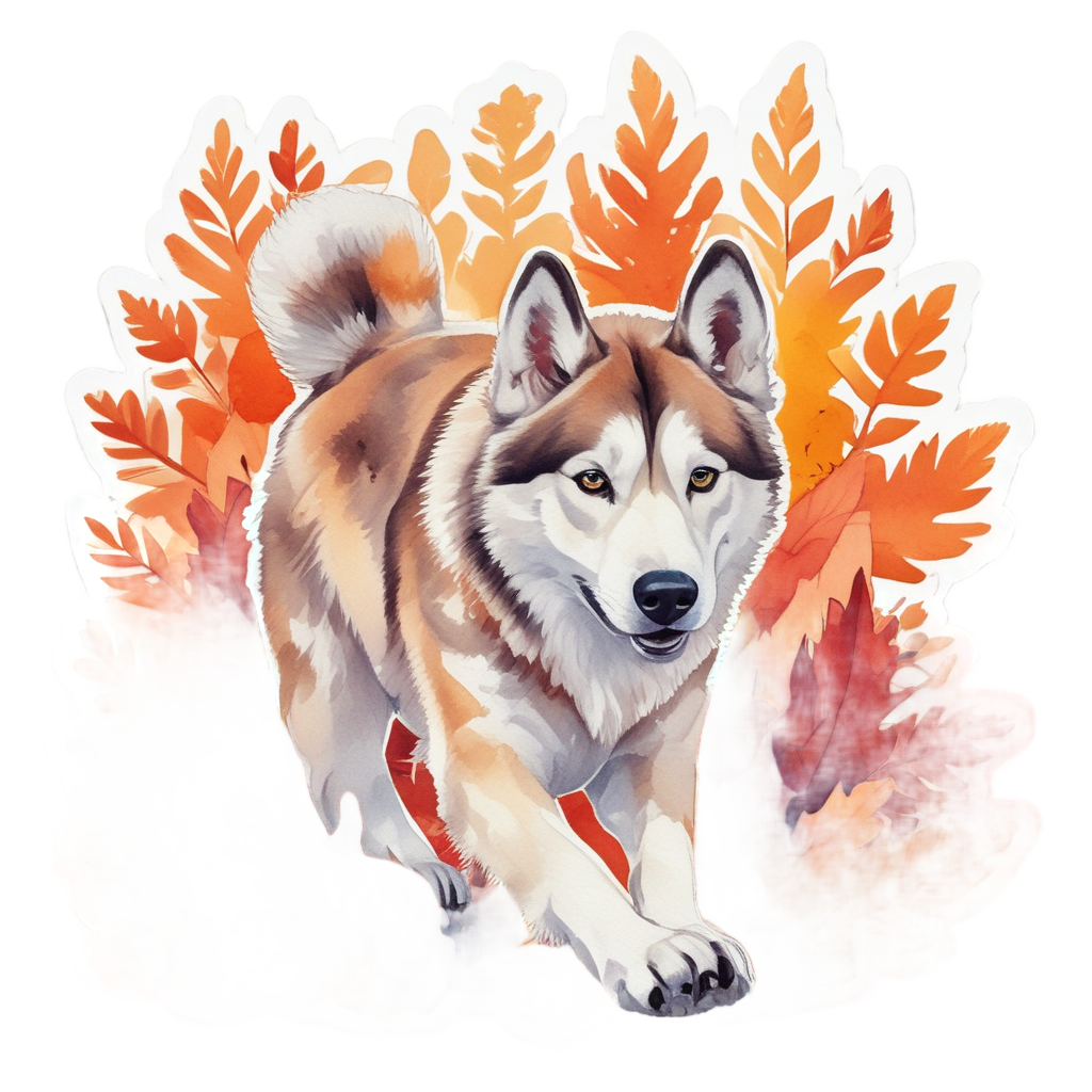Husky in Autumn Leaves — dogs stickers