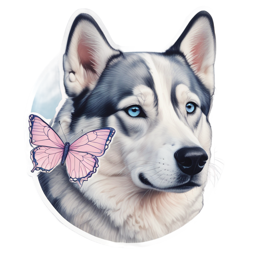 Husky with Butterfly Nose — dogs stickers