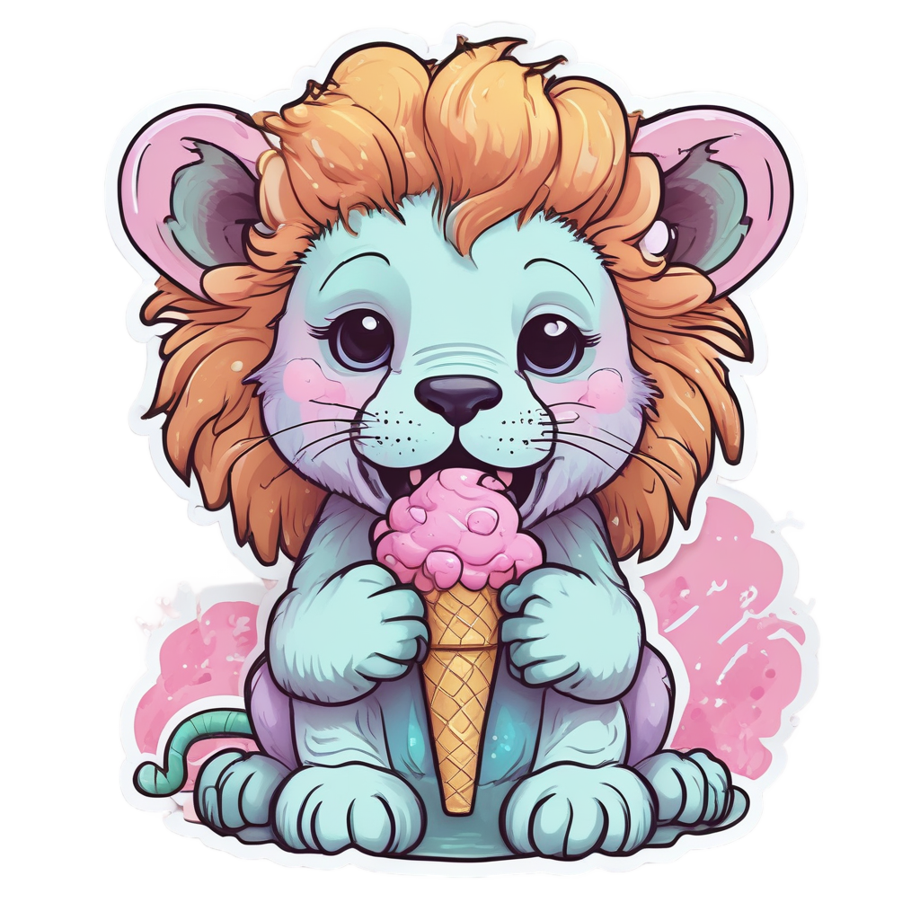 Ice Cream Cone Lion — safari nursery stickers