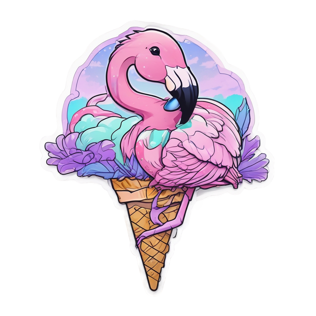Ice Cream Dream Flamingo — birds stickers