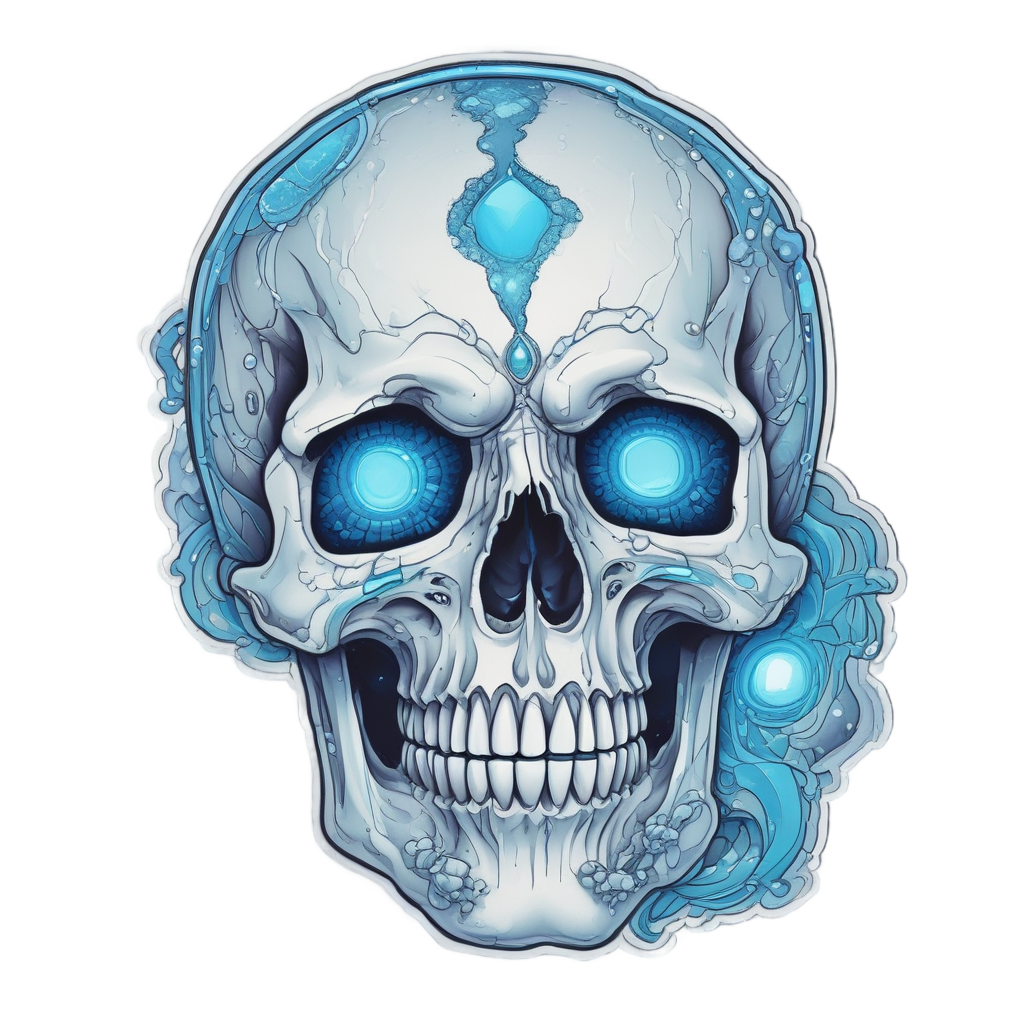 Ice Serpent Frozen Skull — blackwork skull stickers
